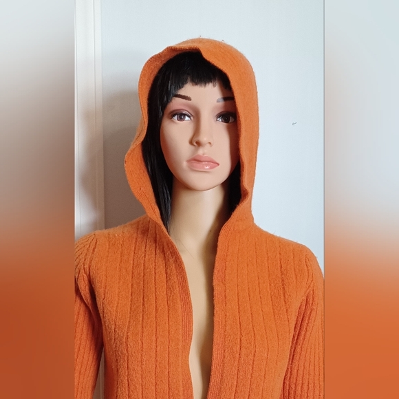 Oxford & Fulham 100% Wool Orange Cardigan Medium - Picture 5 of 15